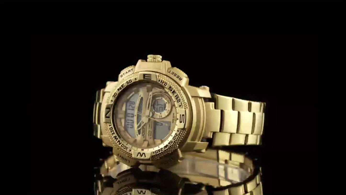 Reloj analógico y digital JOEFOX para hombre con esfera grande y doble pantalla, cronógrafo, alta calidad 24 horas, brújula multisensor, calendario, alarma y cronómetro. Reloj deportivo de lujo con retroiluminación LED,
