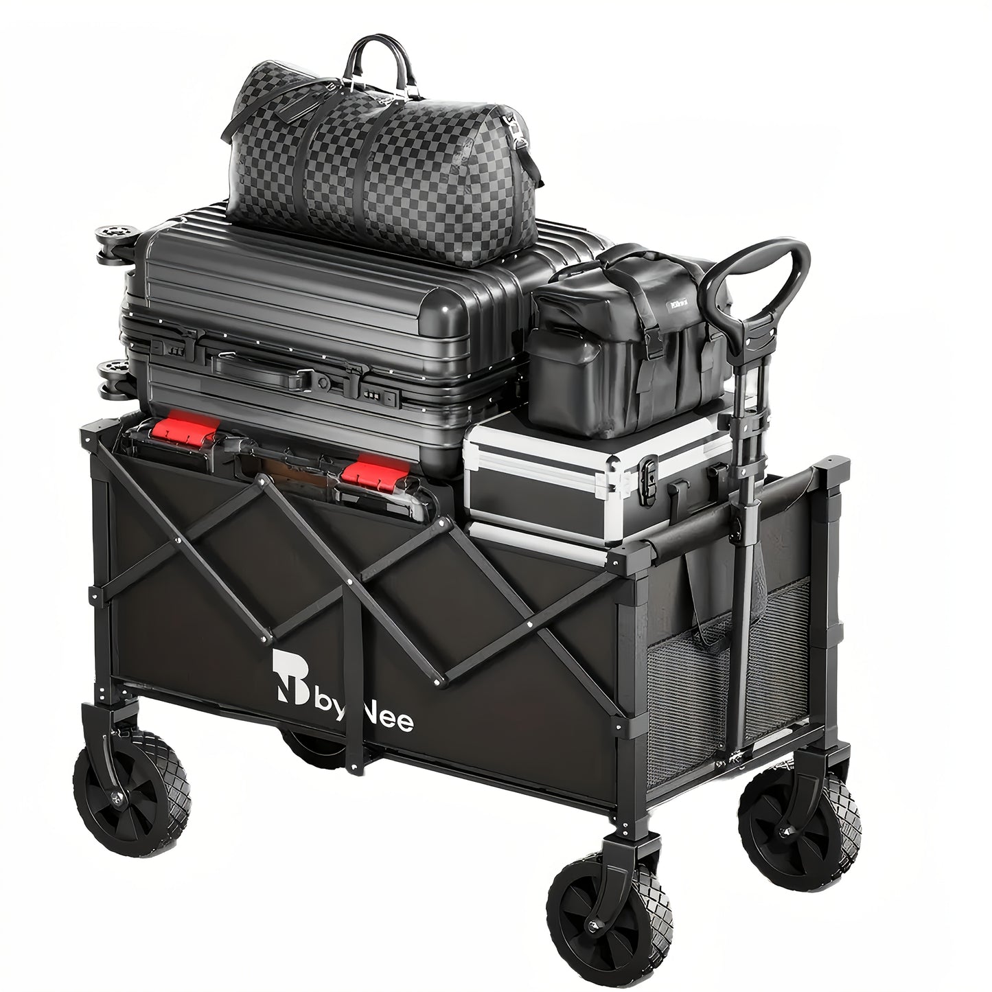 Carrito de camping de gran capacidad de 330 a 650 libras, carrito de mano plegable todoterreno, vehículo portátil multifuncional para camping, jardinería y compras en la playa, estante de almacenamiento de herramientas de