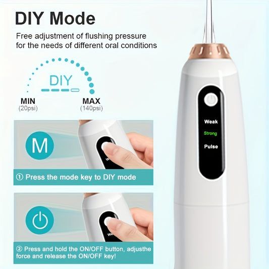 Cepillo dental inalámbrico portátil de 3 modos, recargable para viajes, con hilo dental eléctrico, boquilla de 4 funciones, ideal para el hogar, regalo para el Día de la Madre.