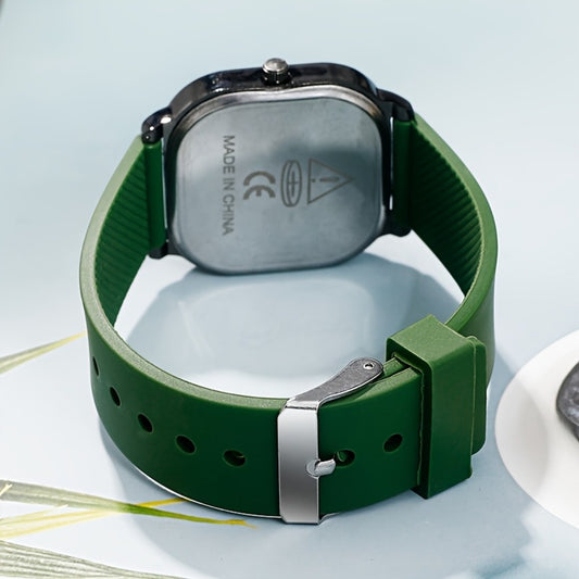 Elegante reloj de cuarzo con correa de silicona cuadrada minimalista para mujer, reloj unisex para hombre con caja de aleación, informal de negocios, regalos de Halloween y Navidad, opción ideal para regalar a mujeres.