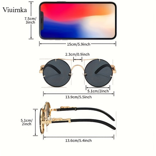 Gafas redondas unisex con doble puente, montura de metal, lentes de policarbonato antirreflejos con degradado, ideales para escalada y deportes, con bisagras con detalle de leopardo, ideales para fotografía callejera y regal