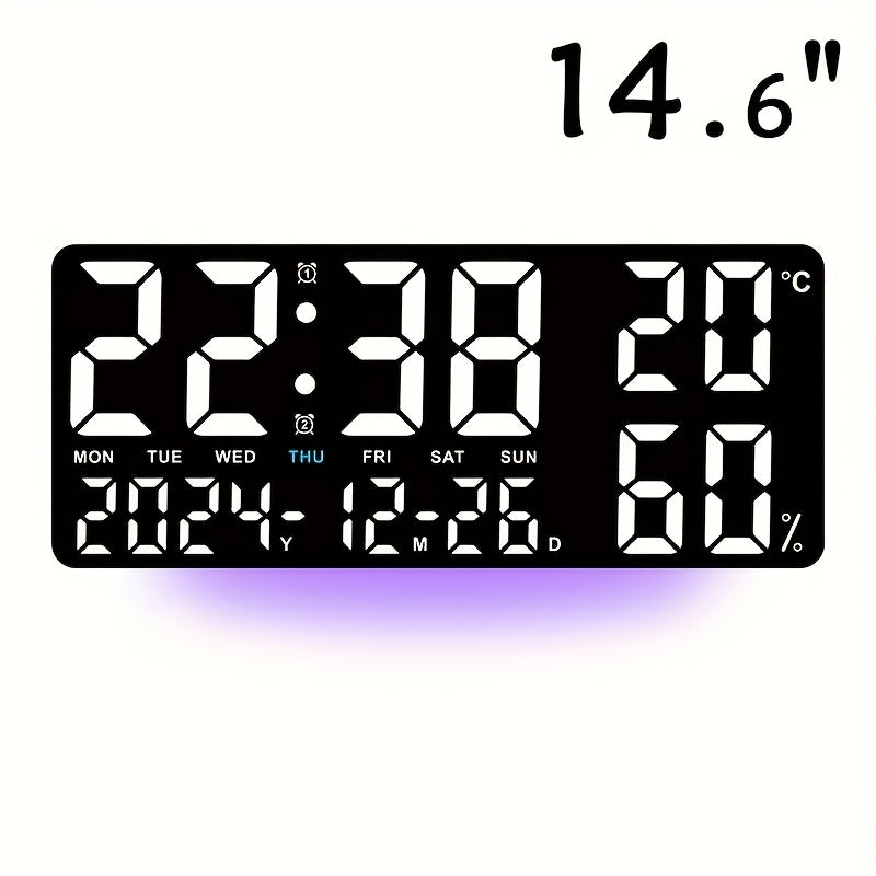Reloj despertador digital LED extragrande con pantalla extragrande, atenuador automático y control remoto. Reloj moderno grande con temperatura, fecha, semana, temporizador/cuenta regresiva, modo 12/24 h, pantalla LED fácil