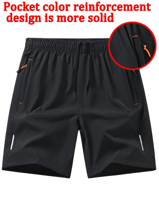 Pack de 5 pantalones cortos deportivos para hombre - Tejido de secado rápido y no elástico para gimnasio, running y tenis - Cintura elástica con cordón ajustable - Pack multicolor (negro/azul marino/gris/beige/oliva) - Ro