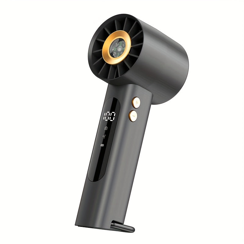 Ventilador turbo de mano recargable por USB - Ventilador portátil de escritorio con configuraciones de velocidad de 1 a 100 y modo turbo, batería de larga duración - Para acampar, viajar, oficina y uso al aire libre - Vent