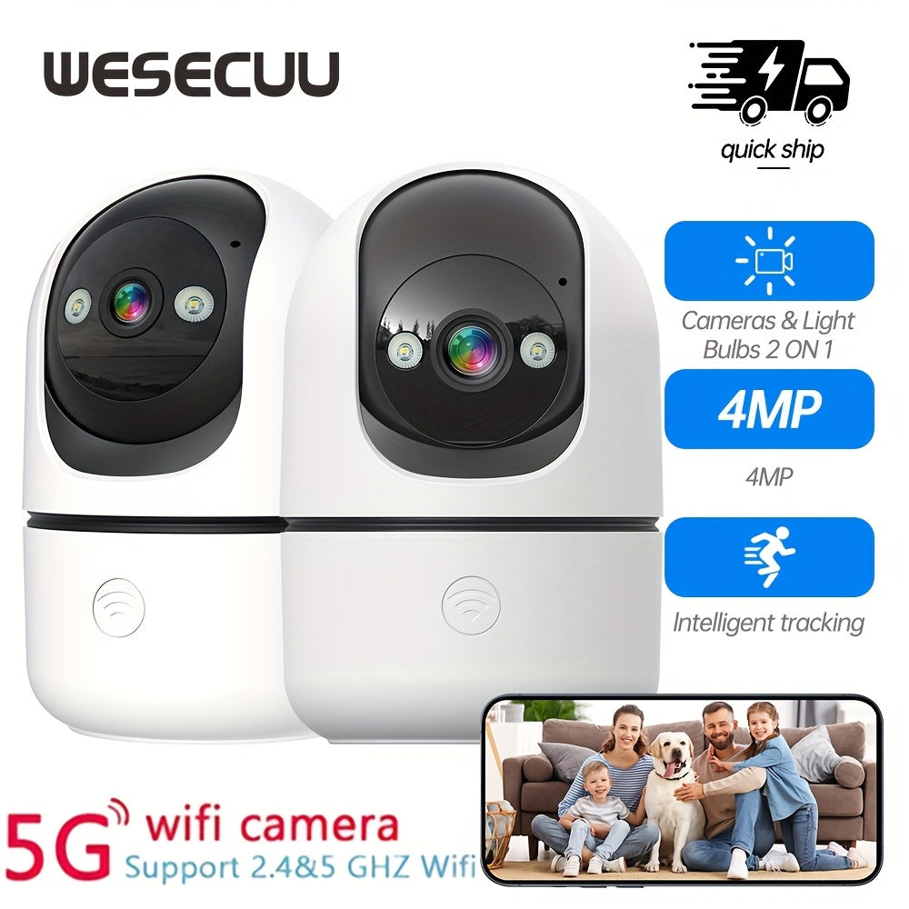 Cámara de seguridad 2K para interiores, monitor de bebés para mascotas, cámara de 360 grados para seguridad del hogar inalámbrica, cámara para perros con WiFi de 2,4 y 5 GHz, grabación continua, cámara para niñe