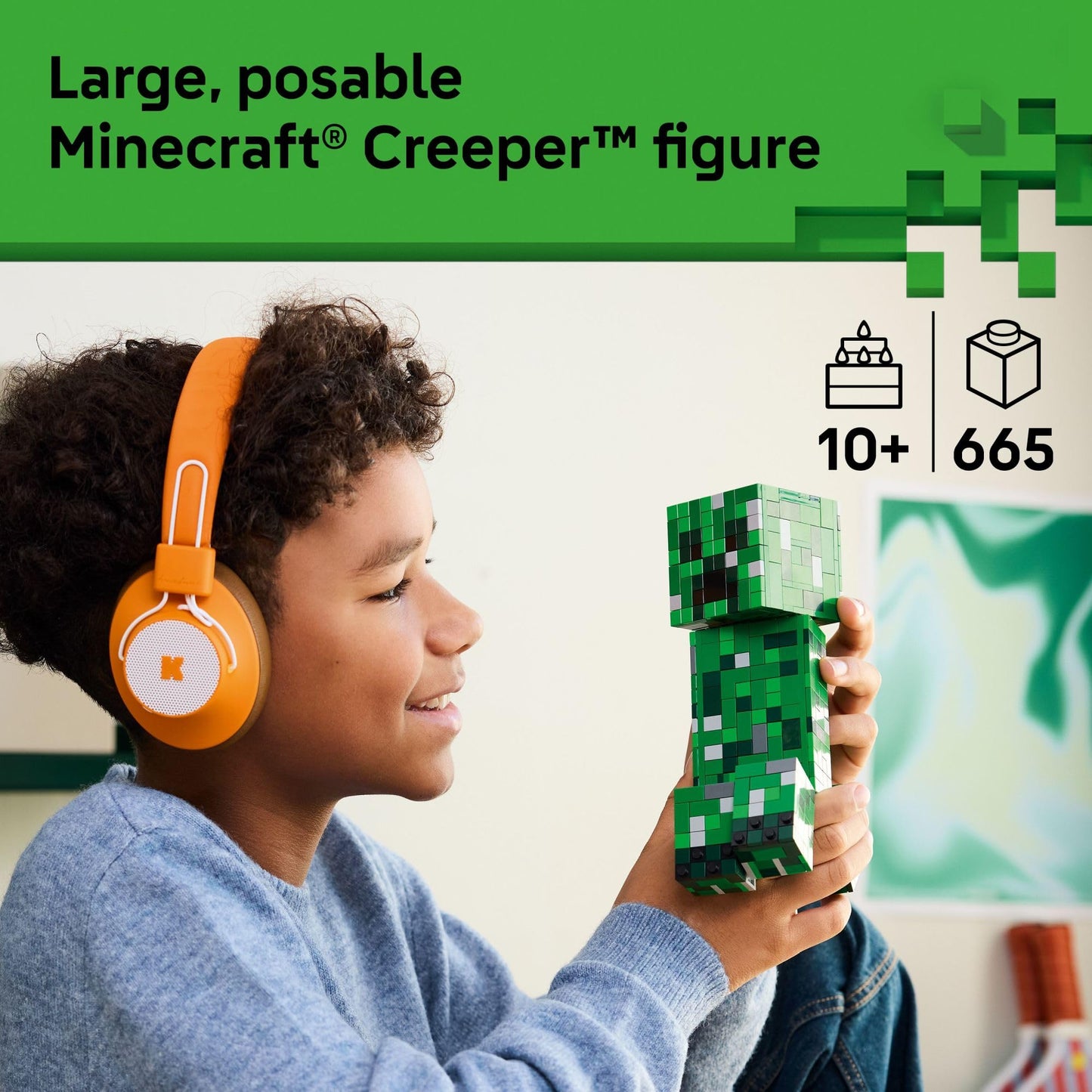 LEGO Minecraft Creeper, juguete de construcción para niños - Juguete de Minecraft para niños y niñas, mayores de 10 años - Decoración para la habitación de gamers - Incluye minifigura de la primera versión - Regalo de Navidad - 21276