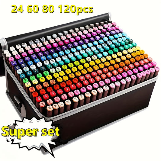 120.80.60.24.PCS Juegos de marcadores, juego de marcadores artísticos de doble punta - Marcadores, bolígrafos para manualidades, bolígrafos de acuarela, útiles escolares, colores permanentes profesionales con puntas finas
