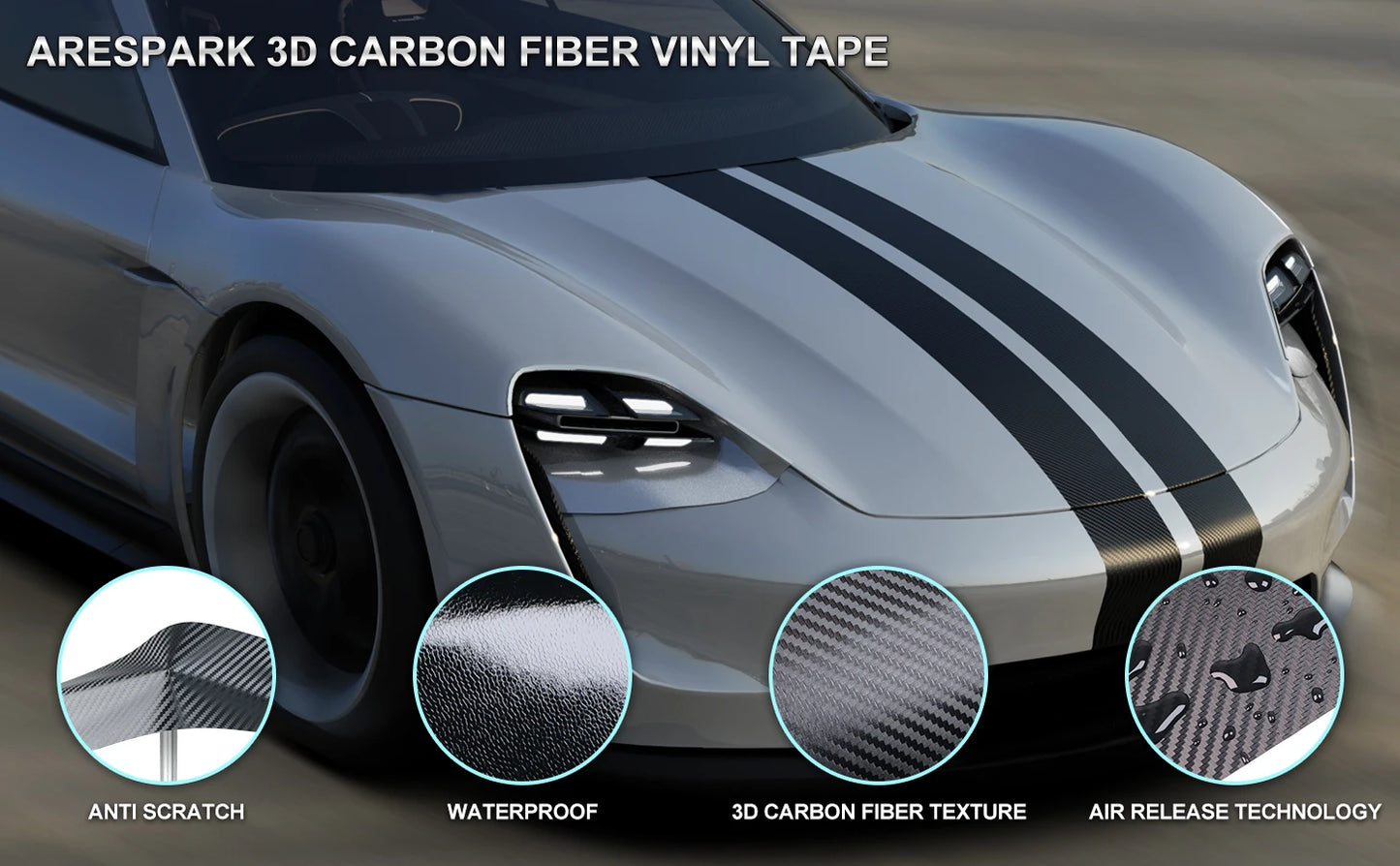 Cinta adhesiva 3D de fibra de carbono, impermeable y protectora para coche.
10 mm