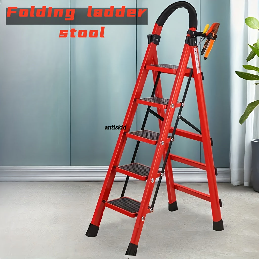 Escalera plegable portátil de alta resistencia de 3, 4 o 5 peldaños, con capacidad de 227 kg, de plástico duradero con peldaños antideslizantes, ligera y portátil, ideal para uso doméstico e industrial.