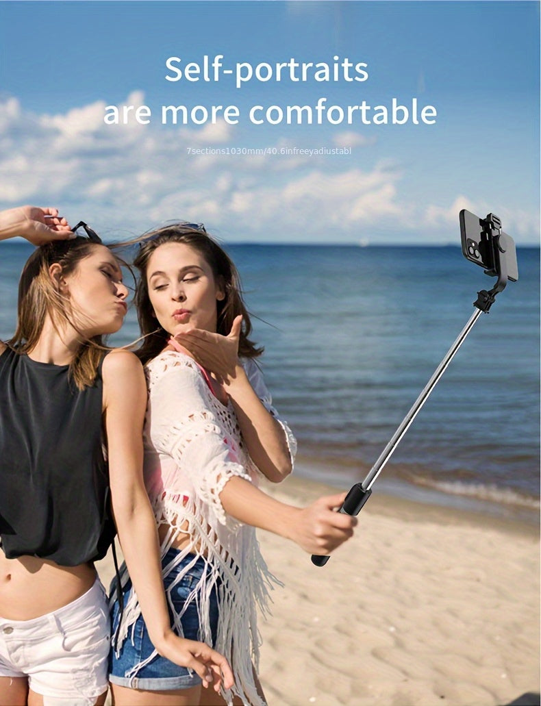Palo selfie extensible para teléfono de 40 pulgadas, soporte de suelo profesional diseñado para transmisión en vivo con control remoto inalámbrico, trípode para teléfono inteligente, giratorio de 360°, monopié de mano