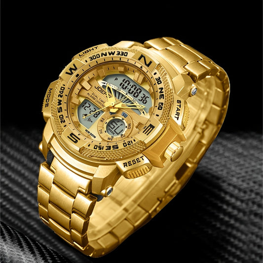 Reloj analógico y digital JOEFOX para hombre con esfera grande y doble pantalla, cronógrafo, alta calidad 24 horas, brújula multisensor, calendario, alarma y cronómetro. Reloj deportivo de lujo con retroiluminación LED,