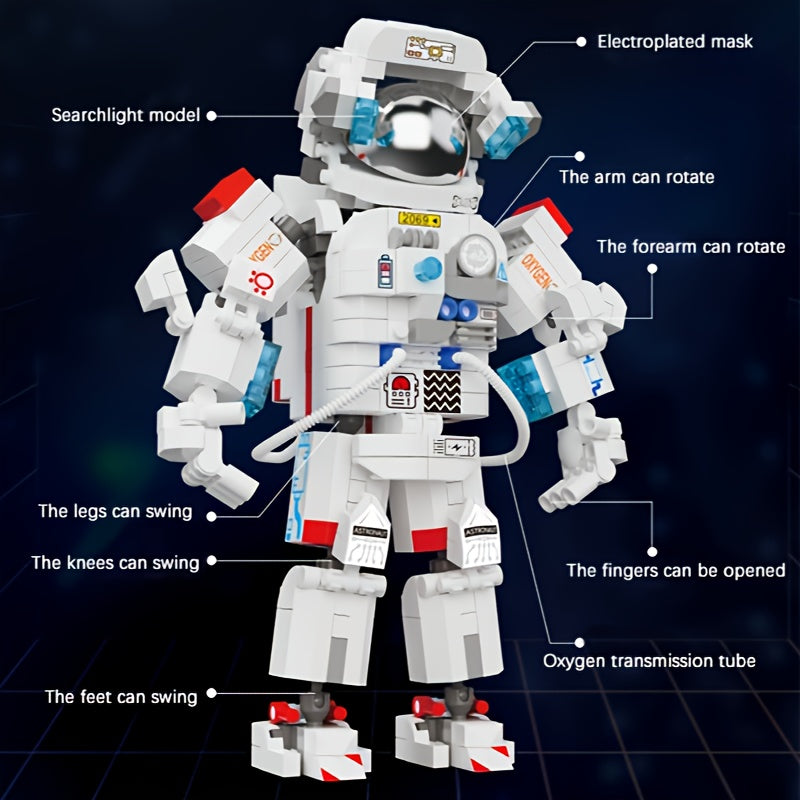 Juego de bloques de construcción en miniatura de astronauta de 632 piezas: kit coleccionable, material ABS, modelo de superhéroe con temática espacial. El regalo perfecto para cumpleaños de adultos, Navidad y decoración