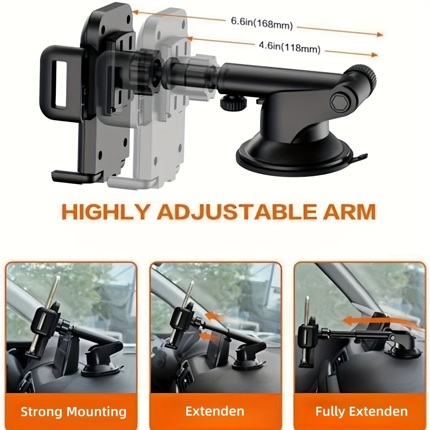 Soporte manos libres de auto  para teléfono .
Compatible con smartphones, iPhone y General Motors - Ajustable a todos los modelos.