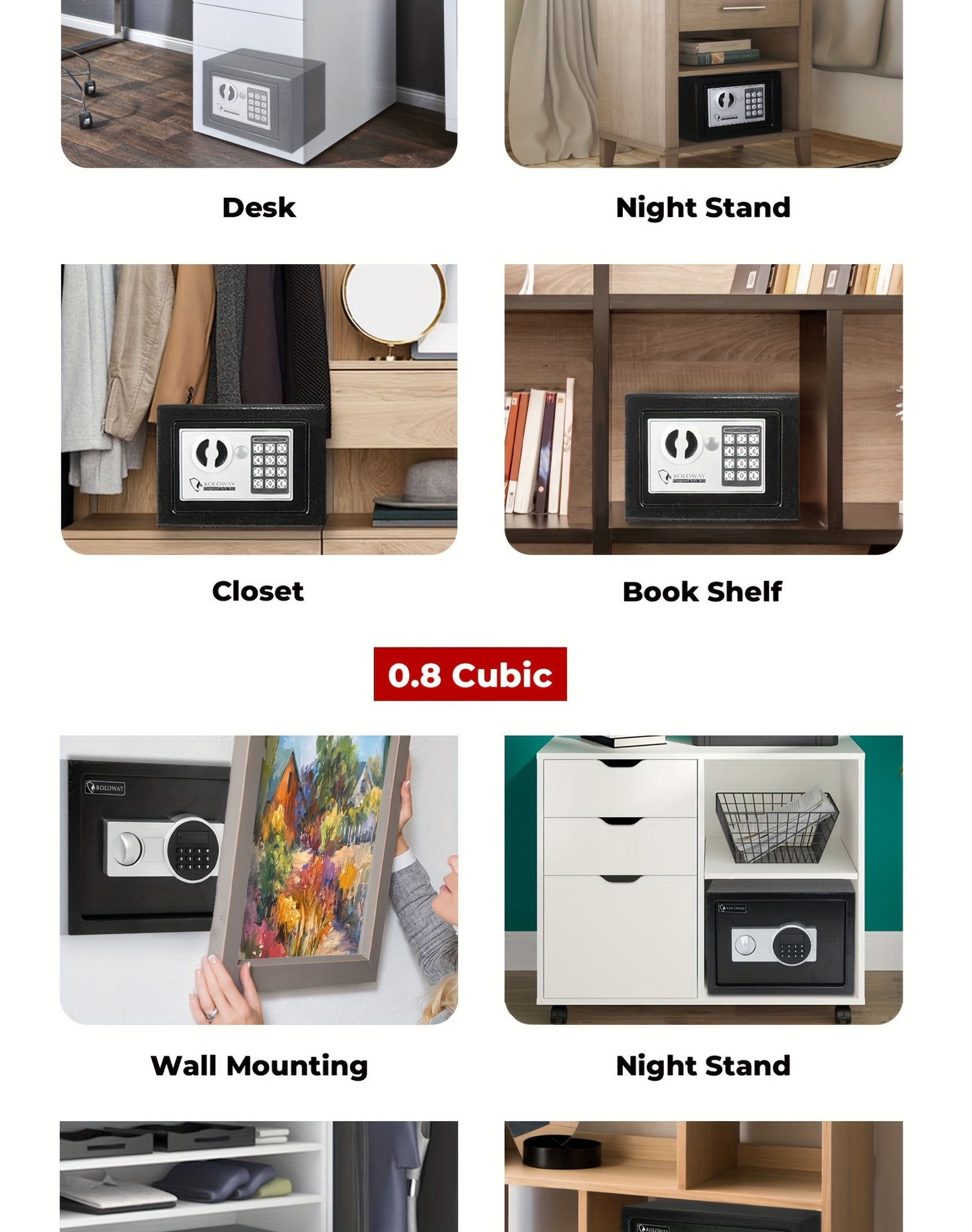 Caja fuerte de acero resistente e ignífuga con bolsa para efectivo - Caja fuerte segura para el hogar con teclado y cerradura, ideal para guardar dinero, documentos y objetos de valor (negra), almacenamiento de objetos de va