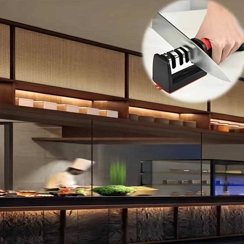 Afilador de cuchillos profesional de 4 etapas - Piedra de afilar de cerámica, diamante y tungsteno