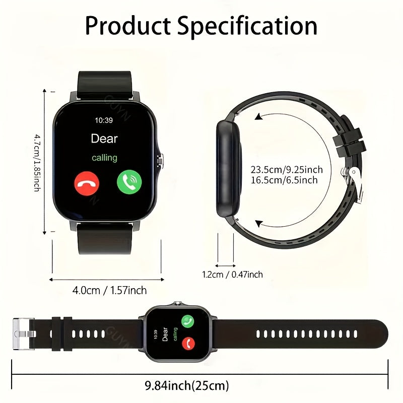 Nuevo reloj inteligente con pantalla táctil completa y esfera grande de 1,83 pulgadas para hombres y mujeres, con llamadas inalámbricas y recordatorios de mensajes, un hermoso regalo para familiares y amigos, recargable por