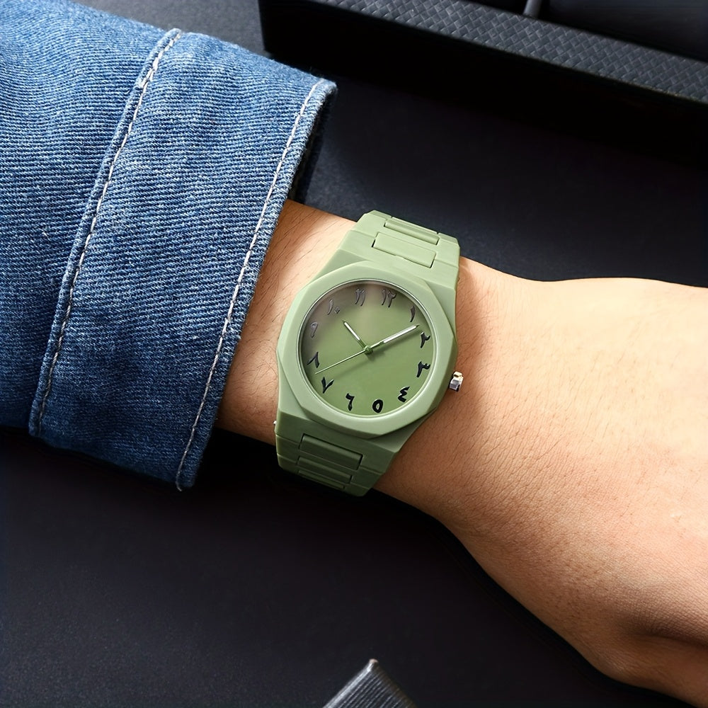 [Relojes de cuarzo para hombres] Reloj de cuarzo para hombre con números arábigos negros, relojes de estilo informal de negocios para hombres, diseño minimalista para vestimenta informal, reloj perfecto para Halloween, Nav