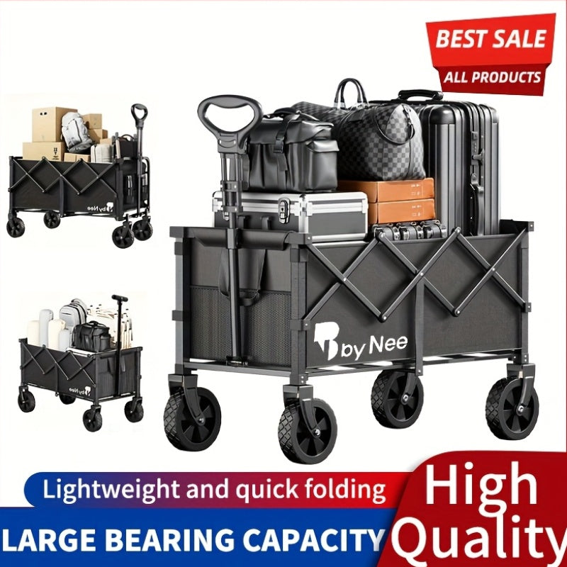 Carrito de camping de gran capacidad de 330 a 650 libras, carrito de mano plegable todoterreno, vehículo portátil multifuncional para camping, jardinería y compras en la playa, estante de almacenamiento de herramientas de