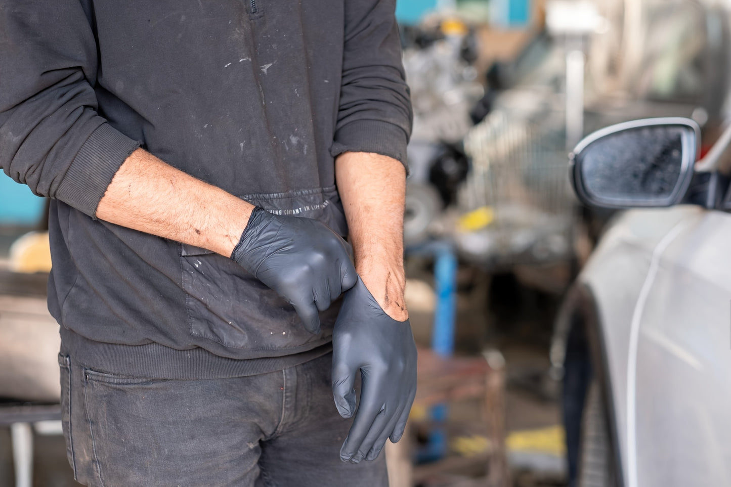 50 guantes desechables negros de nitrilo puro - Resistentes, duraderos e impermeables, de primera calidad para cocina, tatuadores, limpieza del hogar y cuidado del coche - Guantes de protección desechables, guantes de limpie