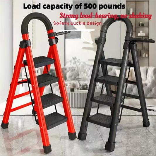Escalera plegable portátil de alta resistencia de 3, 4 o 5 peldaños, con capacidad de 227 kg, de plástico duradero con peldaños antideslizantes, ligera y portátil, ideal para uso doméstico e industrial.