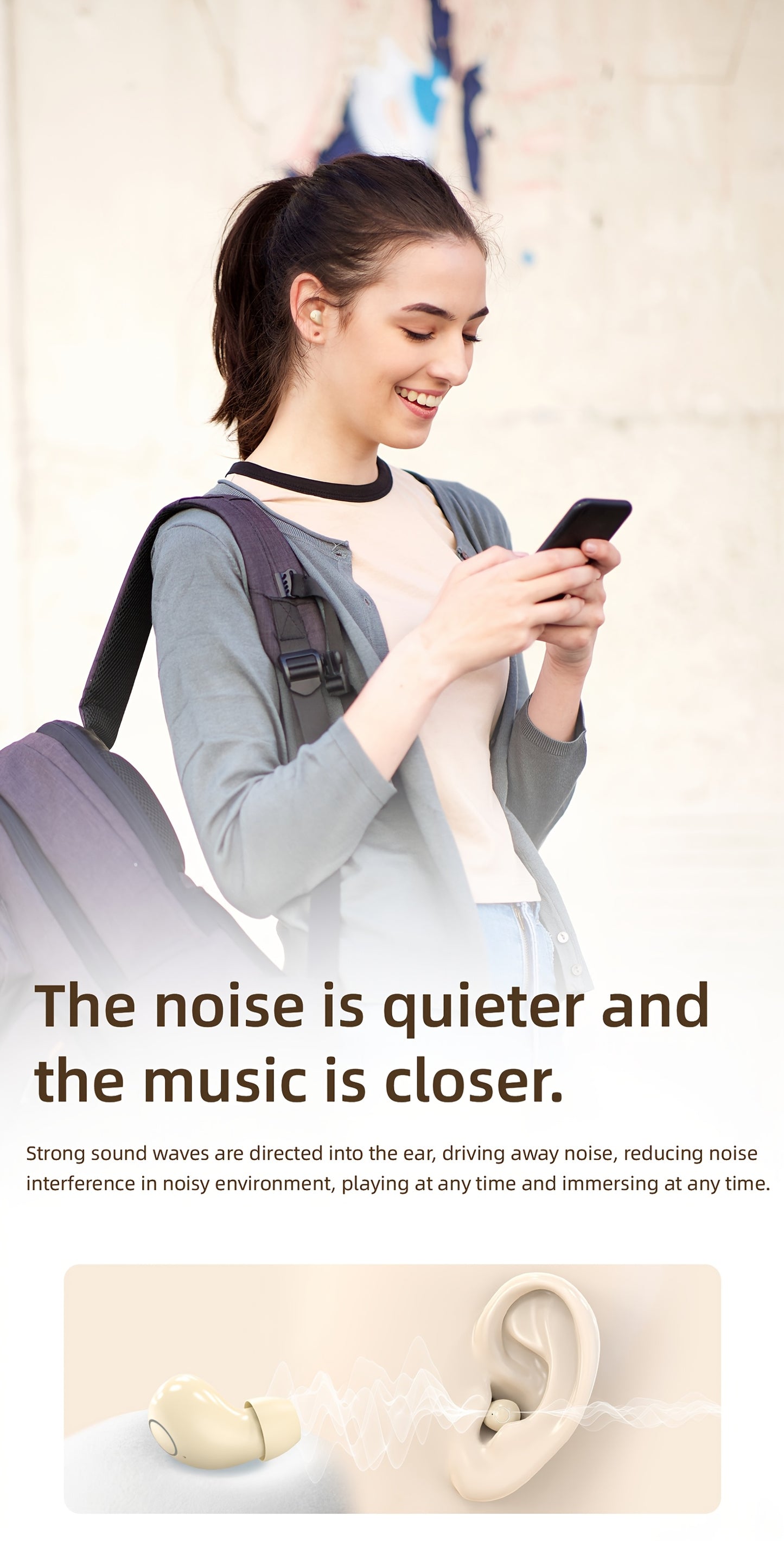 Auriculares inalámbricos deportivos ultracompactos con mango corto, estéreo de graves Hi-Fi, calidad de sonido dual 5.4, reducción de ruido cómoda, pantalla digital de alta definición con micrófono, tiempo de espera ult