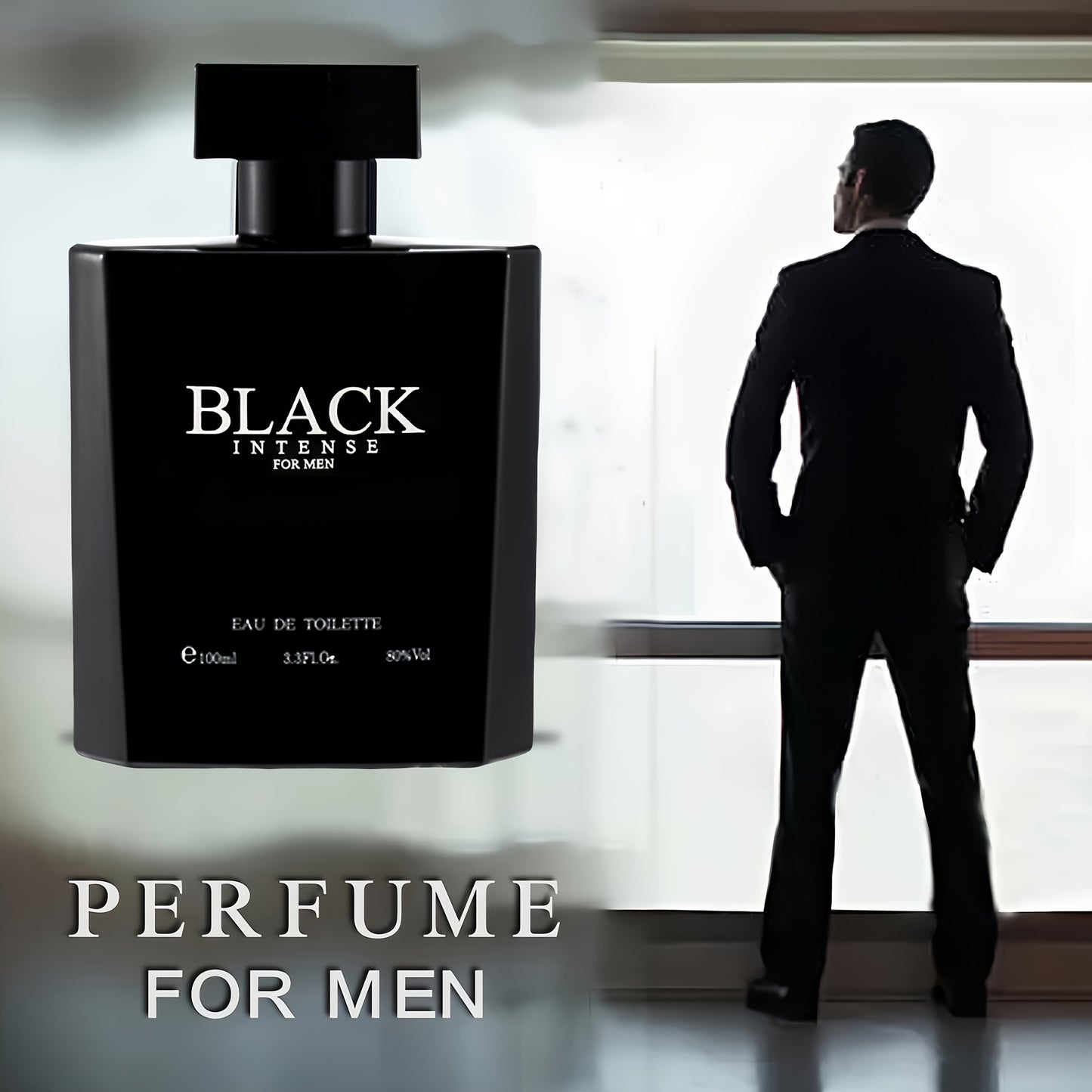Colonia para hombre - Aroma masculino fresco y amaderado de larga duración (12 horas) con pachulí, ciprés y cuero - Elegante frasco negro - Fragancia para uso diario y ocasiones especiales - Regalo de cumpleaños o festivo
