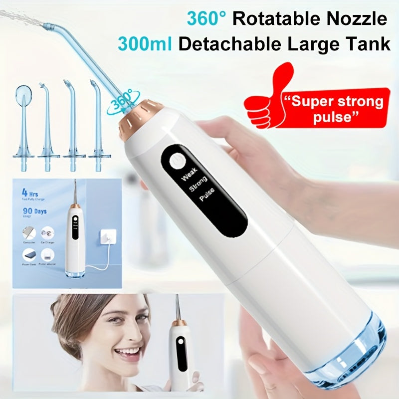 Cepillo dental inalámbrico portátil de 3 modos, recargable para viajes, con hilo dental eléctrico, boquilla de 4 funciones, ideal para el hogar, regalo para el Día de la Madre.