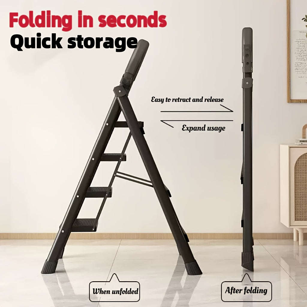 Escalera plegable portátil de alta resistencia de 3, 4 o 5 peldaños, con capacidad de 227 kg, de plástico duradero con peldaños antideslizantes, ligera y portátil, ideal para uso doméstico e industrial.