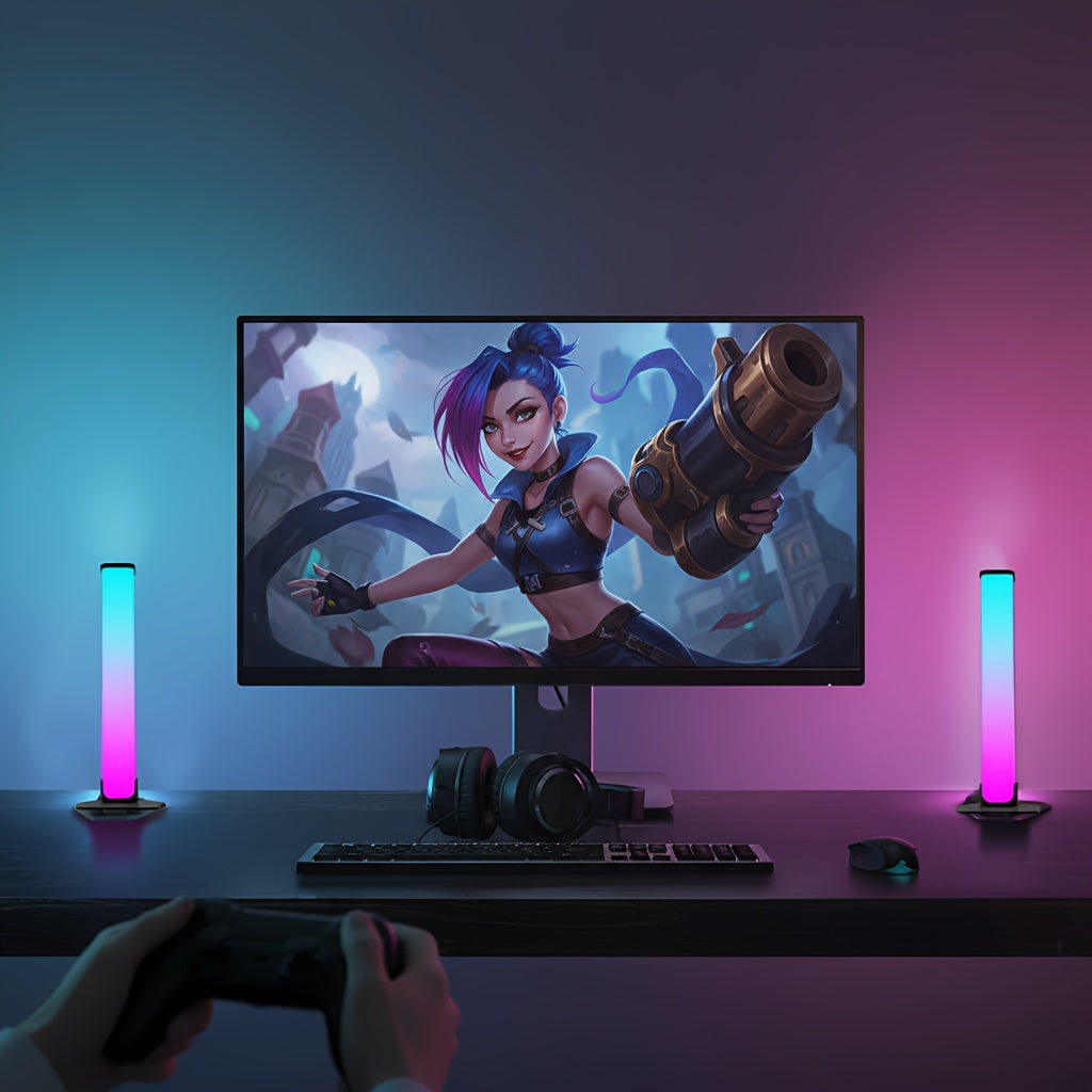 2 tiras de luz LED inteligentes, luz nocturna RGB con control remoto y aplicación, retroiluminación con sincronización de música para decoración de dormitorio, TV de juegos, lámpara de escritorio, configuración de jueg