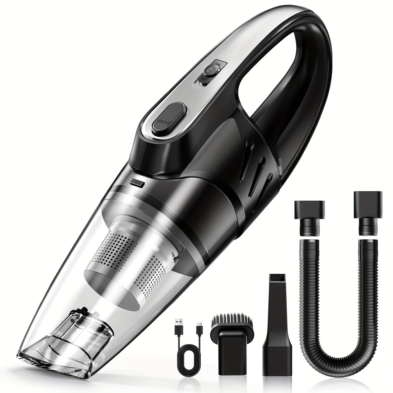 Aspiradora de mano para coche, silenciosa, con 5 accesorios, ideal para limpieza interior, hogar, mascotas, accesorios para coche, regalos.