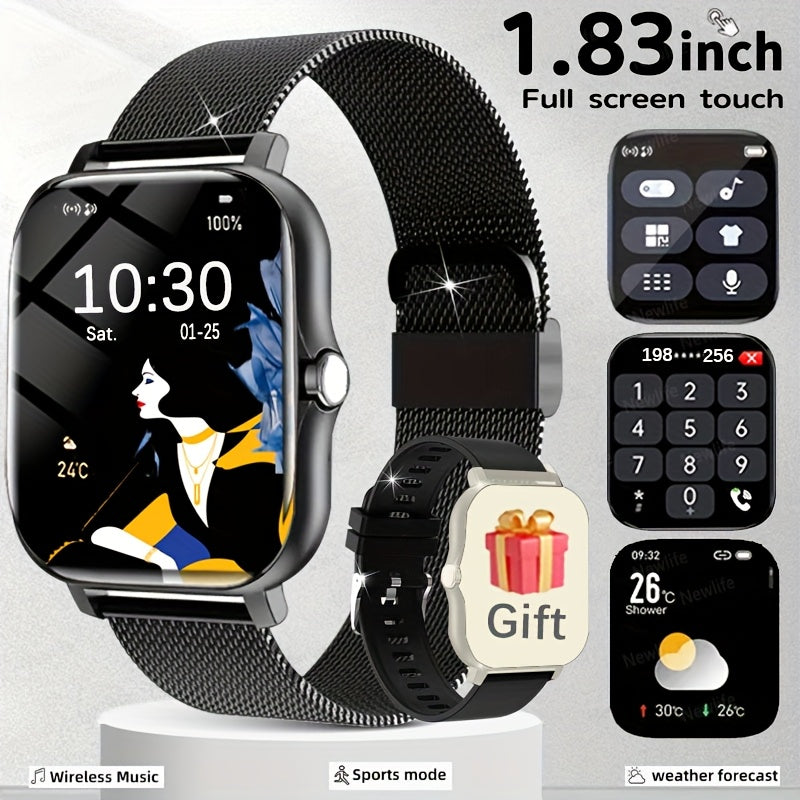 Nuevo reloj inteligente con pantalla táctil completa y esfera grande de 1,83 pulgadas para hombres y mujeres, con llamadas inalámbricas y recordatorios de mensajes, un hermoso regalo para familiares y amigos, recargable por