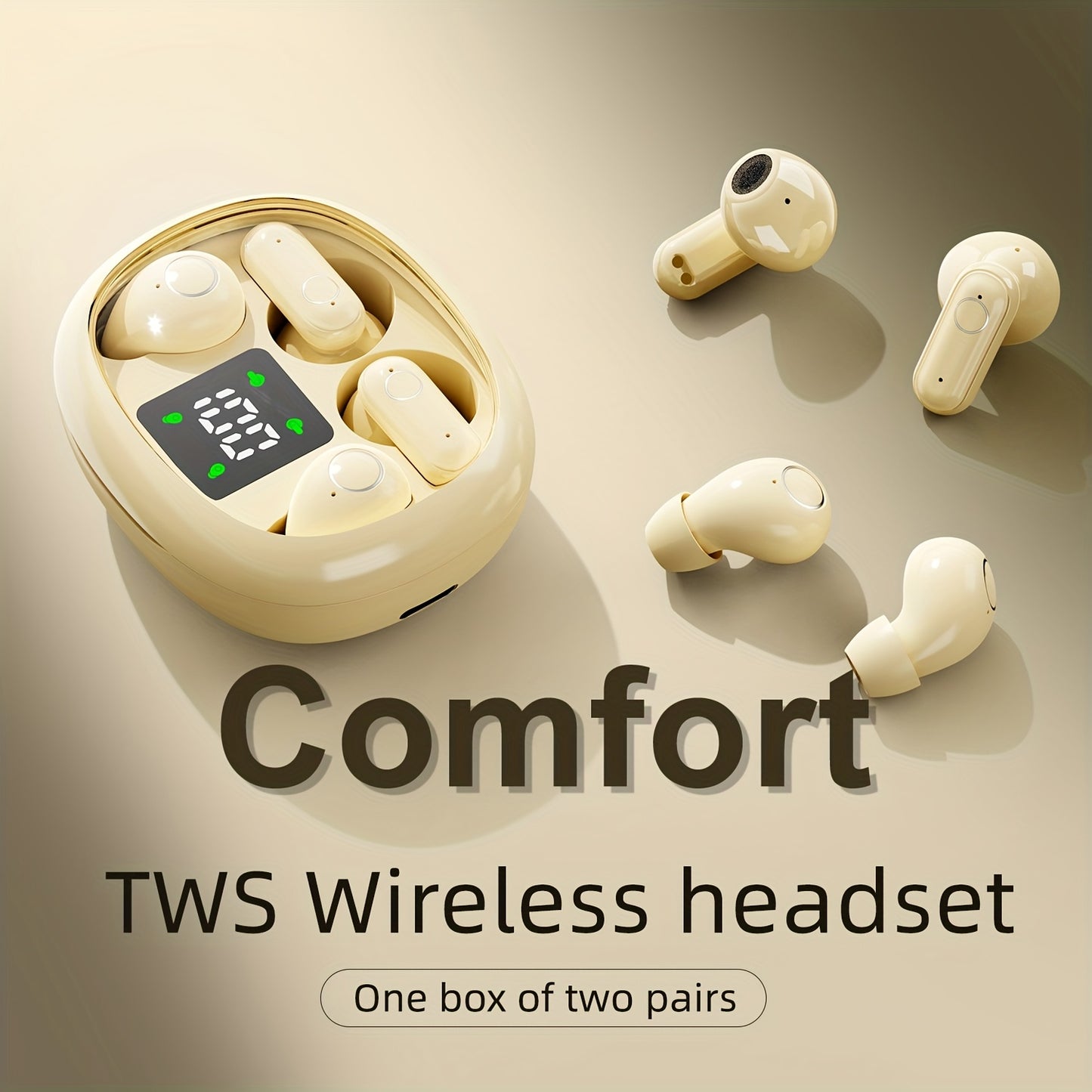 Auriculares inalámbricos deportivos ultracompactos con mango corto, estéreo de graves Hi-Fi, calidad de sonido dual 5.4, reducción de ruido cómoda, pantalla digital de alta definición con micrófono, tiempo de espera ult