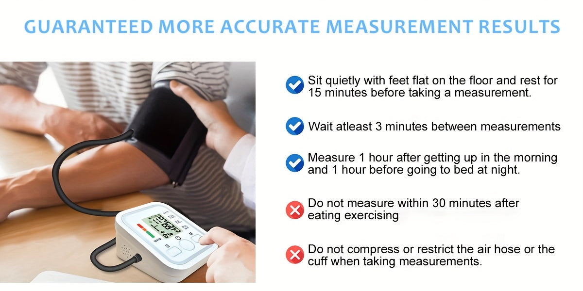Tensiómetro portátil de brazo todo en uno | Pantalla LCD grande, control con un solo toque, informes de voz, alertas de hipertensión, memoria de 2x99, brazalete ajustable | Imprescindible para el hogar y viajes, ideal para