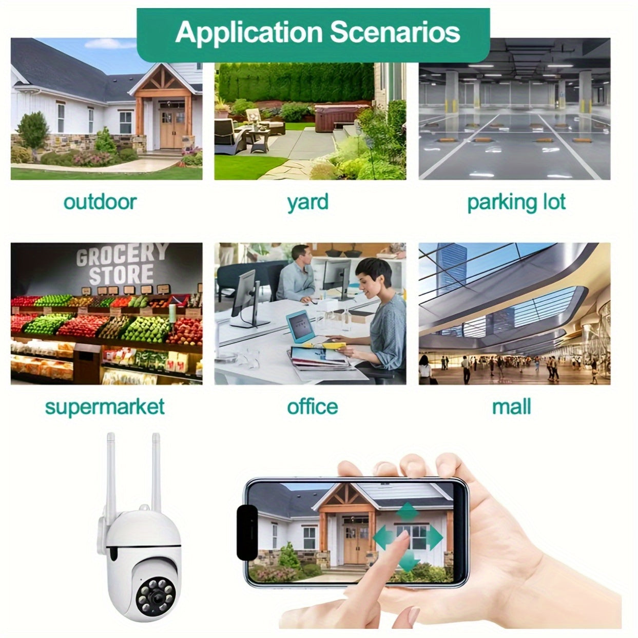 Cámaras de seguridad wifi de 4 piezas, 1080P, inalámbricas, para exteriores, con vista panorámica de 360°, detección de movimiento PIR inteligente, seguimiento de movimiento con IA, visión nocturna a color, audio bidire