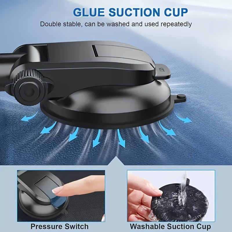 Soporte para teléfono de auto ajustable a 180 grados.
Montaje fuerte para conducción segura.