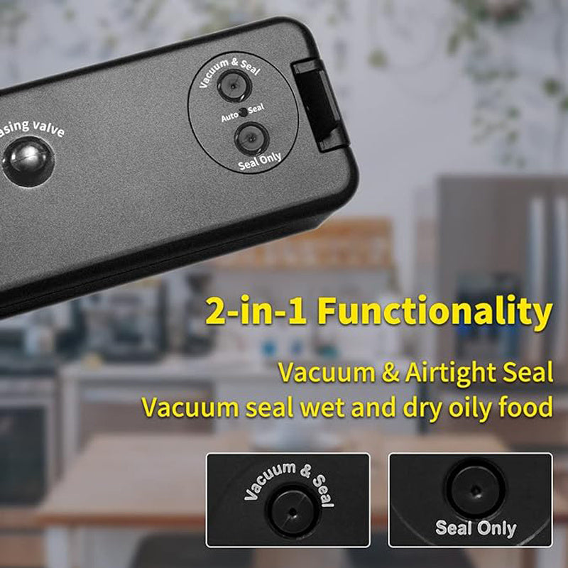 Máquina selladora al vacío, con 50 bolsas selladas para almacenamiento de alimentos y sous vide, sistema automático de sellado de alimentos con aire.