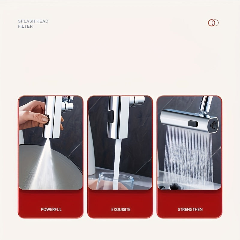 Adaptador de repuesto multifunción para grifo de cocina, boquilla de 3 modos para fregadero de cocina de autocaravana, ventilador de grifo de cascada giratorio de 360° a prueba de salpicaduras, boquilla extraíble de metal