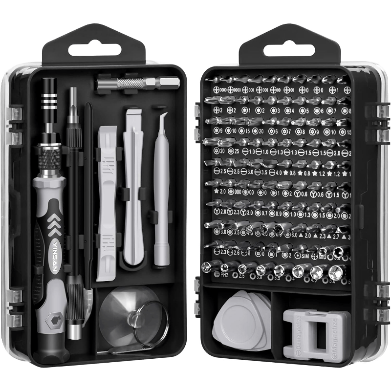 Juego de destornilladores de precisión 115 en 1, juego de puntas para iPhone, portátil, PC, reloj, gafas y otros dispositivos electrónicos, mini juego de destornilladores con estuche.