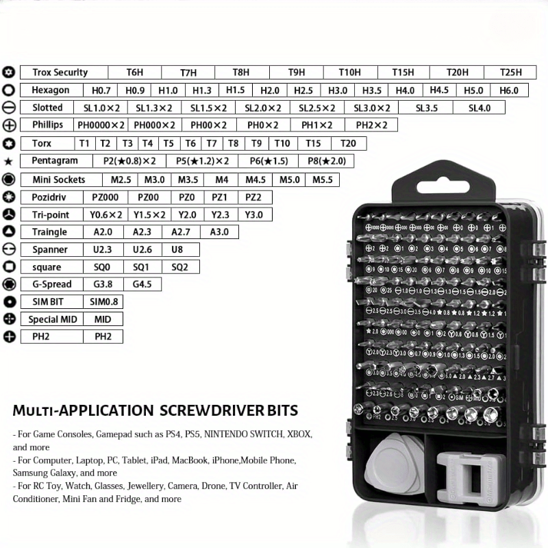 Juego de destornilladores de precisión 115 en 1, juego de puntas para iPhone, portátil, PC, reloj, gafas y otros dispositivos electrónicos, mini juego de destornilladores con estuche.