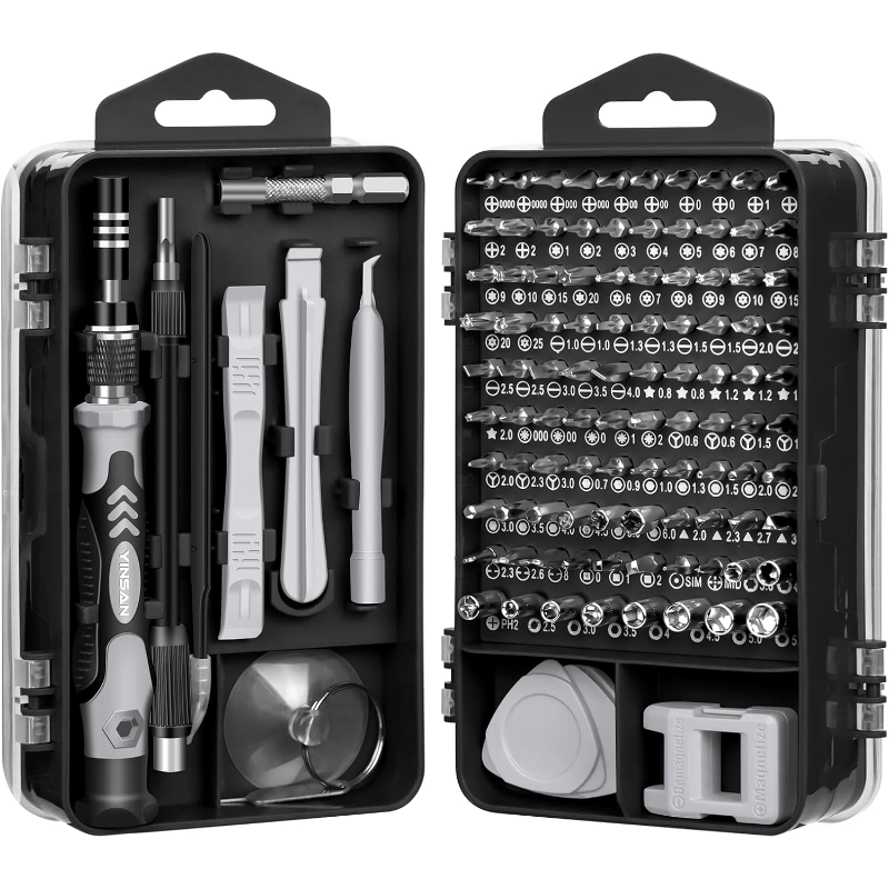 Juego de destornilladores de precisión 115 en 1, juego de puntas para iPhone, portátil, PC, reloj, gafas y otros dispositivos electrónicos, mini juego de destornilladores con estuche.