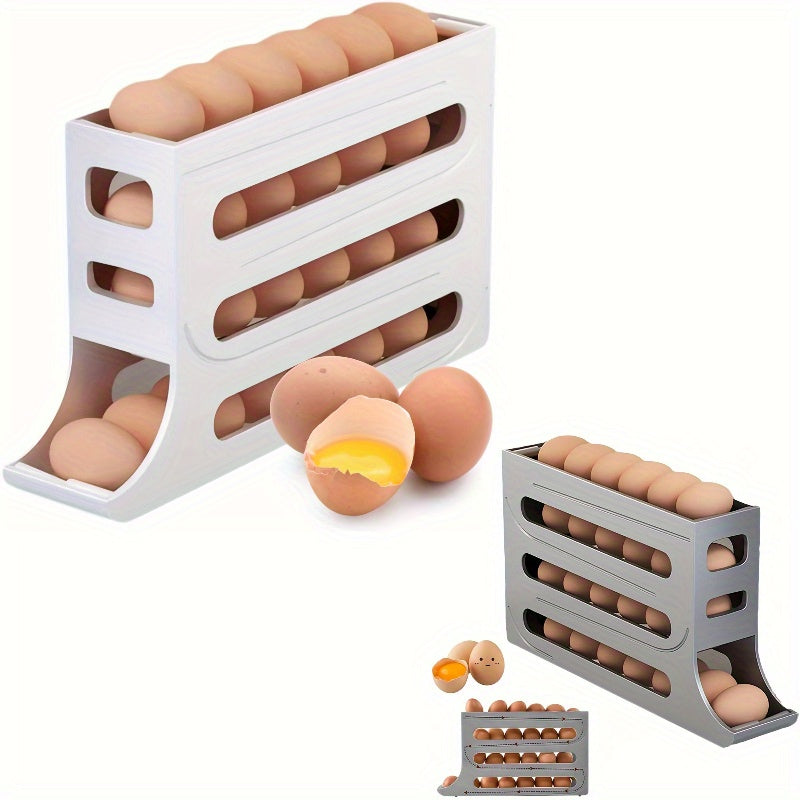innovador dispensador estante para huevos de 4 capas. Puede contener hasta 30 huevos para almacenar en la puerta lateral del refrigerador.