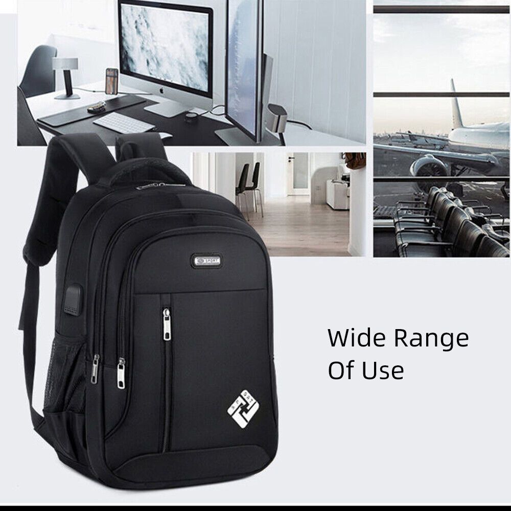 Mochila antirrobo para portátil de negocios para hombre - Puerto de carga USB extragrande de 18", nailon resistente con múltiples compartimentos y correas acolchadas para desplazamientos, oficina y escuela (negro), mochila