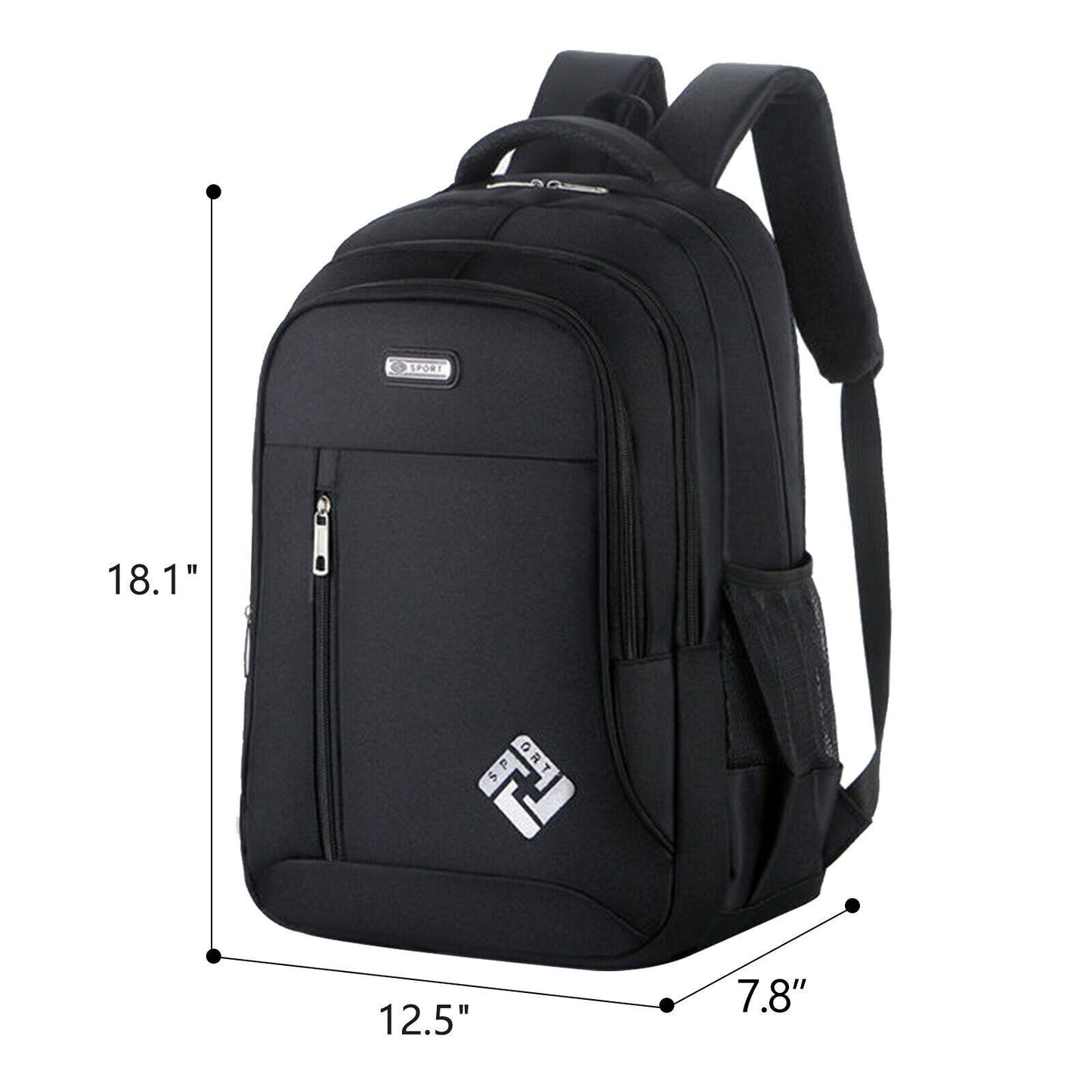 Mochila antirrobo para portátil de negocios para hombre - Puerto de carga USB extragrande de 18", nailon resistente con múltiples compartimentos y correas acolchadas para desplazamientos, oficina y escuela (negro), mochila