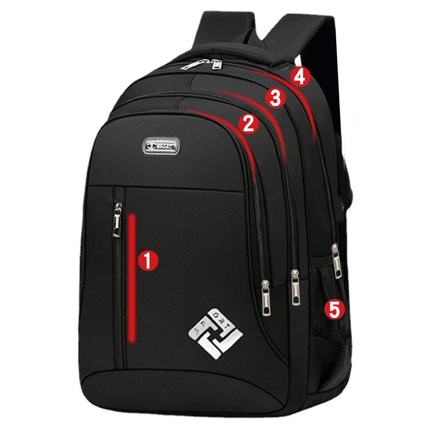 Mochila antirrobo para portátil de negocios para hombre - Puerto de carga USB extragrande de 18", nailon resistente con múltiples compartimentos y correas acolchadas para desplazamientos, oficina y escuela (negro), mochila