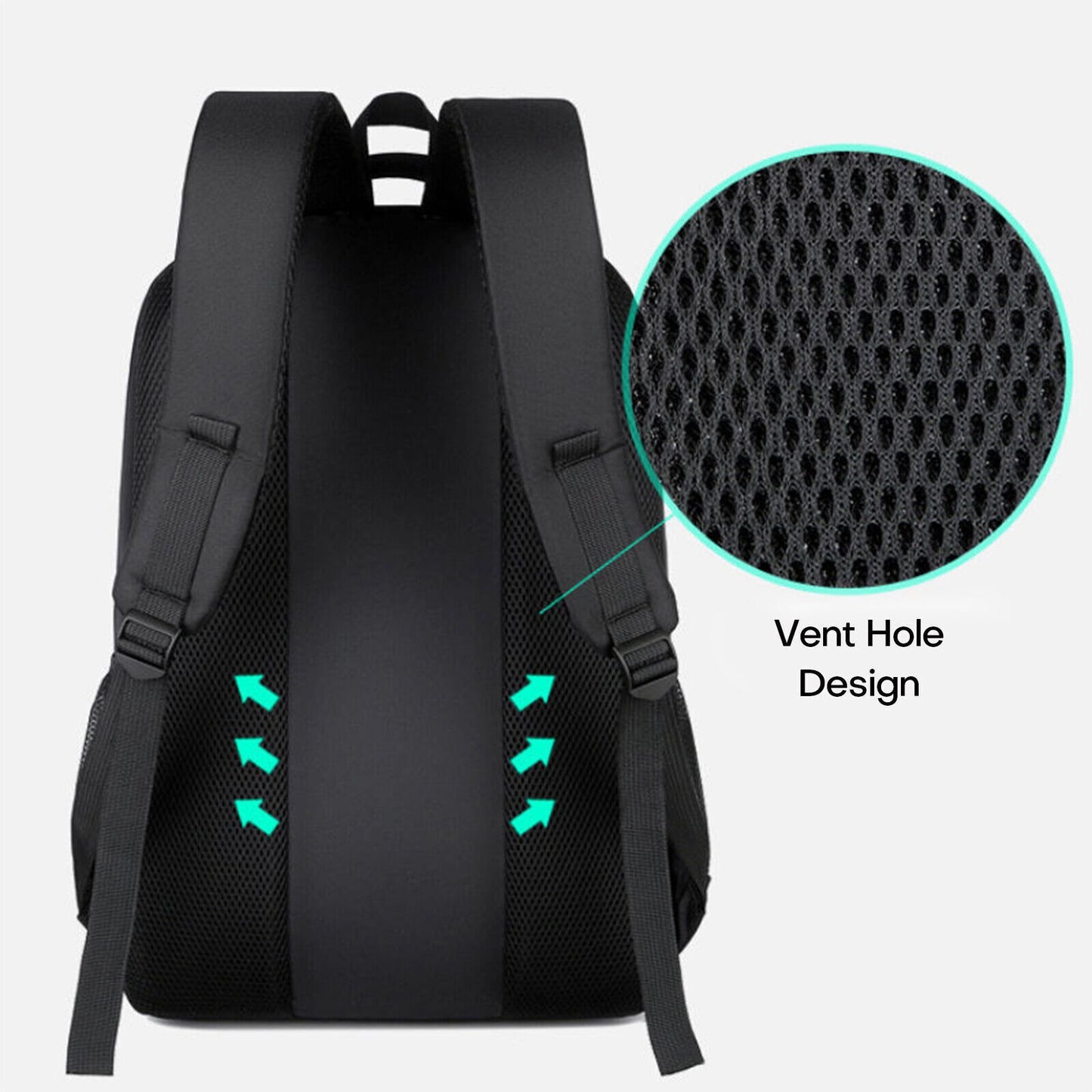 Mochila antirrobo para portátil de negocios para hombre - Puerto de carga USB extragrande de 18", nailon resistente con múltiples compartimentos y correas acolchadas para desplazamientos, oficina y escuela (negro), mochila