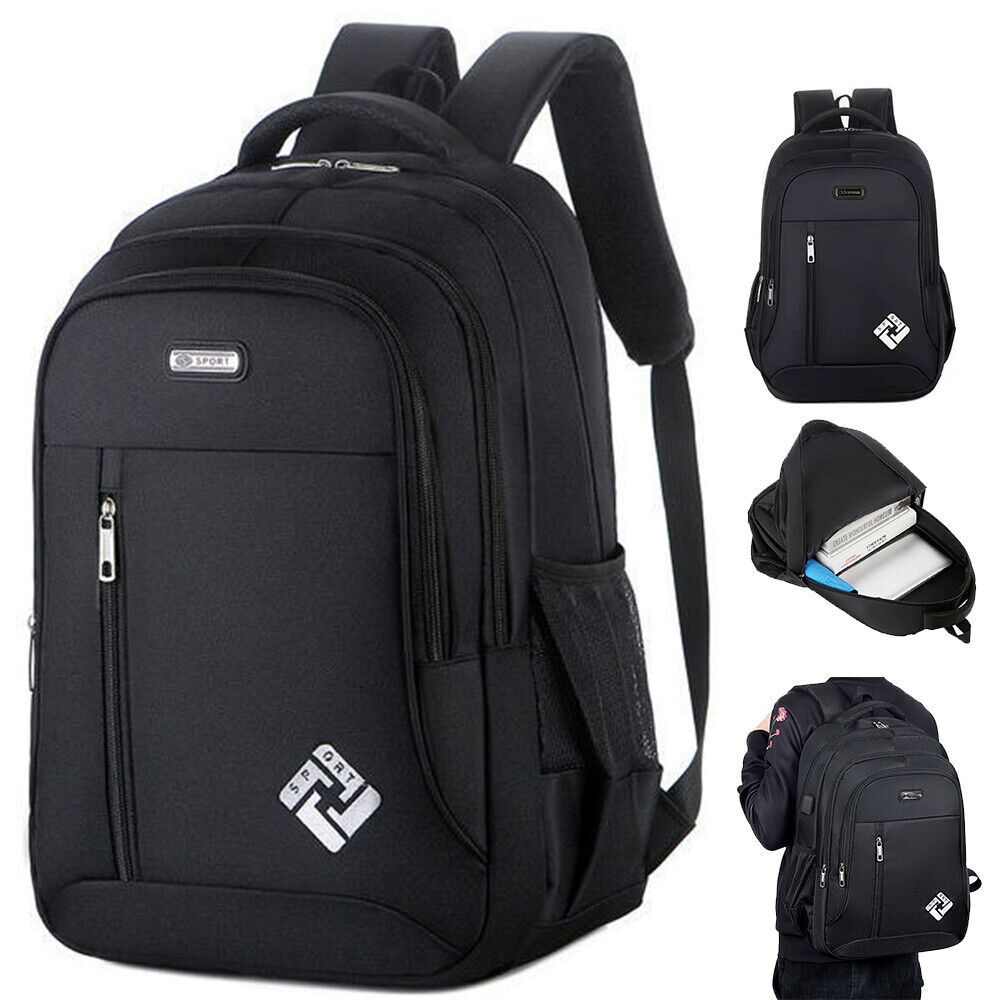 Mochila antirrobo para portátil de negocios para hombre - Puerto de carga USB extragrande de 18", nailon resistente con múltiples compartimentos y correas acolchadas para desplazamientos, oficina y escuela (negro), mochila