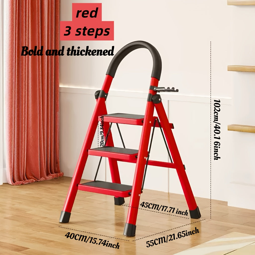 Escalera plegable portátil de alta resistencia de 3, 4 o 5 peldaños, con capacidad de 227 kg, de plástico duradero con peldaños antideslizantes, ligera y portátil, ideal para uso doméstico e industrial.