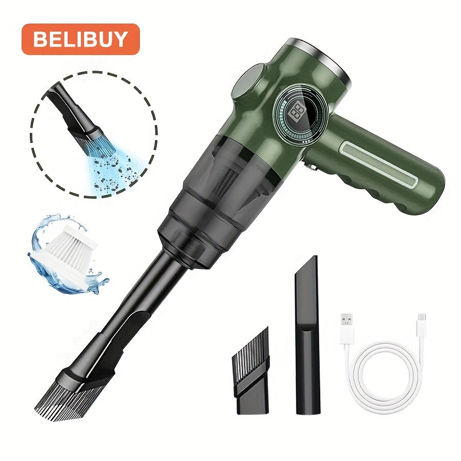 Aspiradora portátil inalámbrica de mano, recargable, batería de 2000 * 2 miliamperios, potencia de succión de 5000 Pa, soplado y succión integrados, ideal para aspiradoras multifuncionales de alta potencia para electrodo