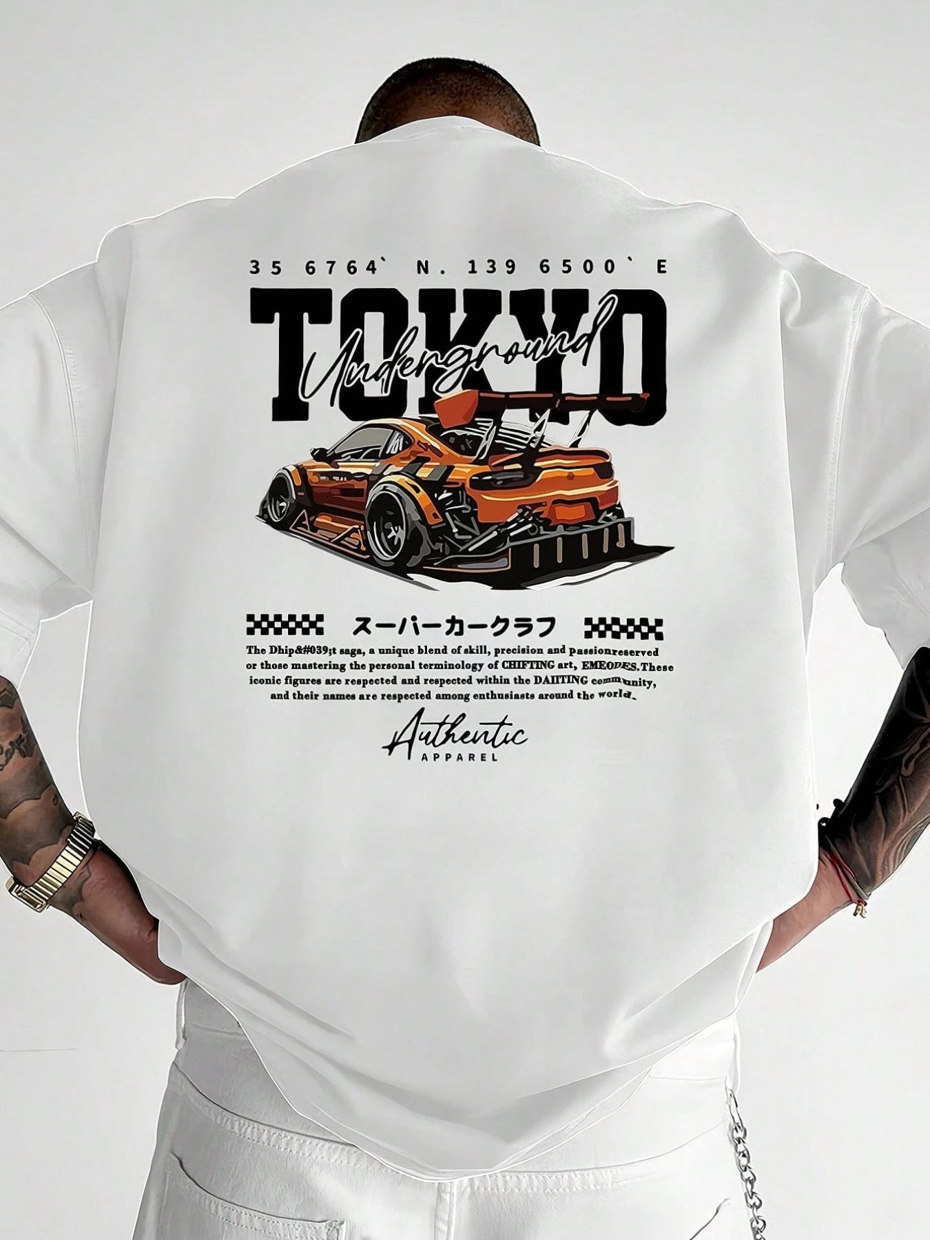 Camiseta gráfica de carreras de Tokio para hombre: diseño de ropa urbana japonesa con cultura JDM, camiseta de manga corta estilo hip-hop, tejido transpirable para ropa informal de primavera y verano y atuendos para entusia