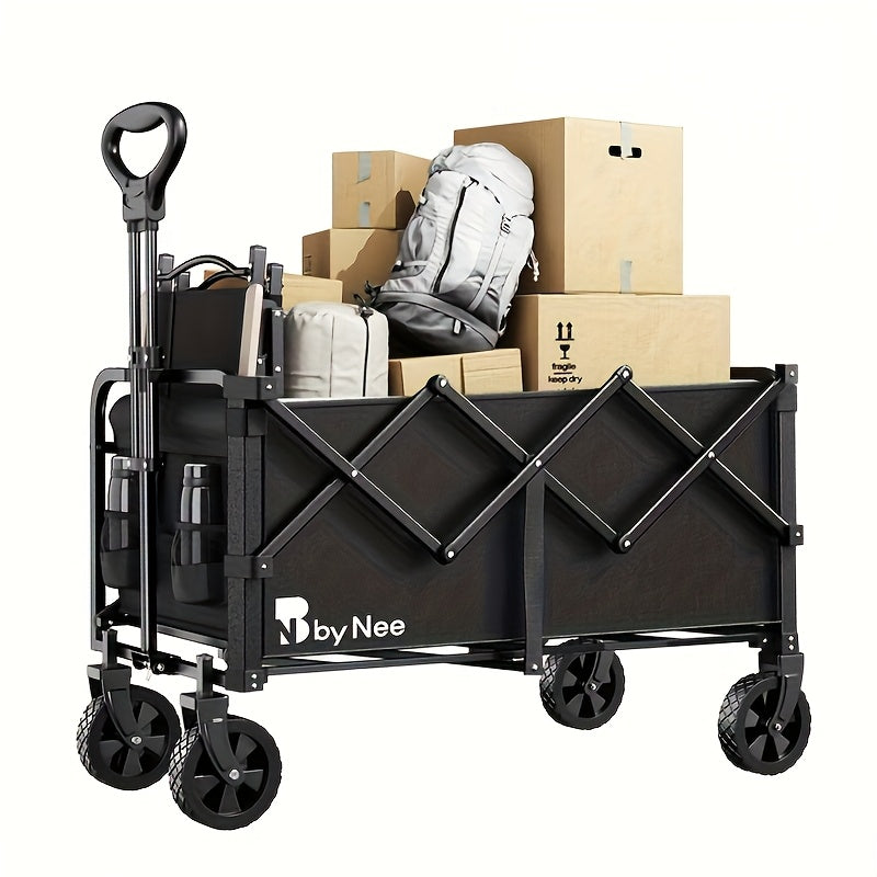 Carrito de camping de gran capacidad de 330 a 650 libras, carrito de mano plegable todoterreno, vehículo portátil multifuncional para camping, jardinería y compras en la playa, estante de almacenamiento de herramientas de
